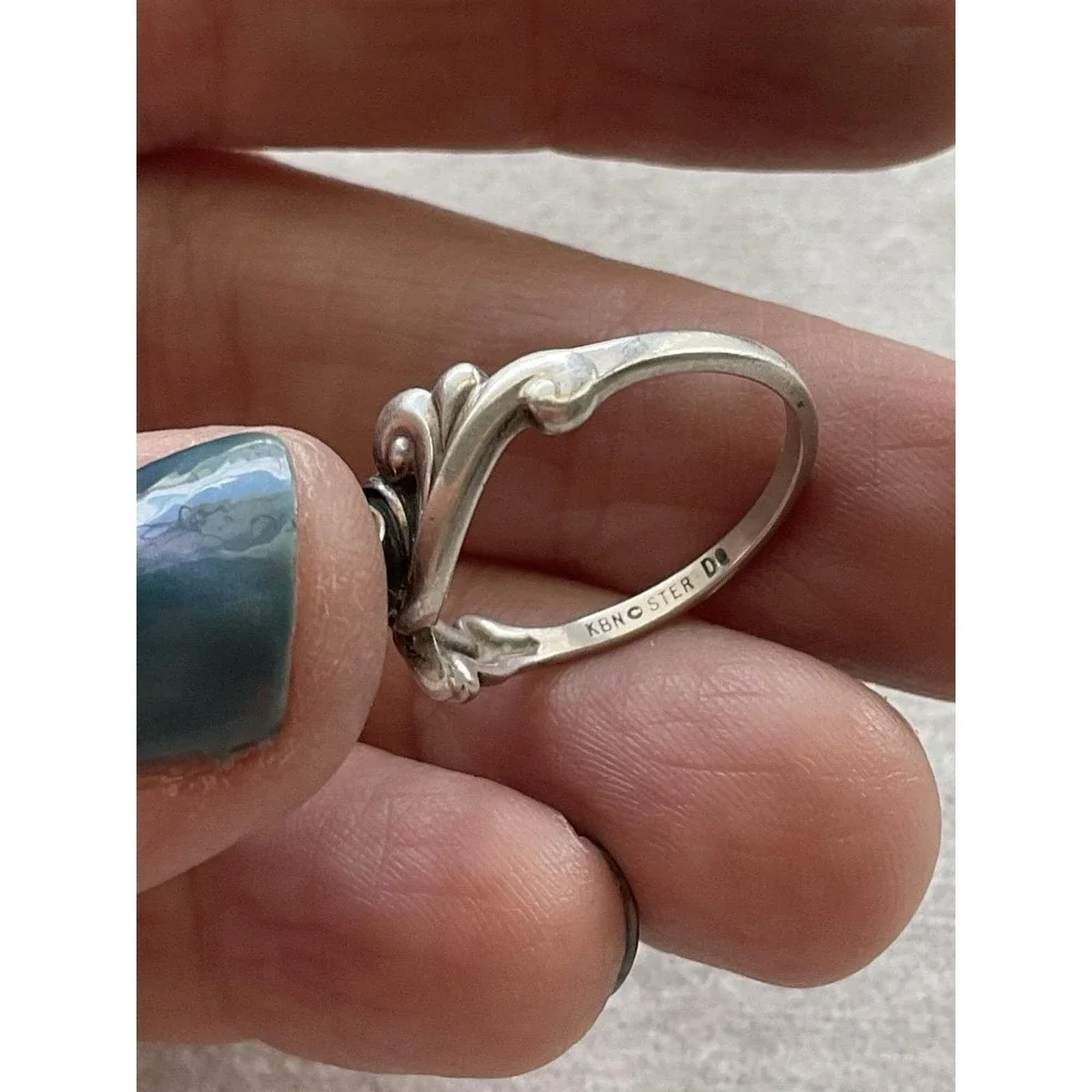 KBN 925 Sterling Silver Ring Size 8 Clear Stone Vintage Estate Jewelry